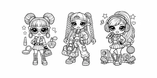 Cute Style Doll Coloring Pages generated by chatgpt-image