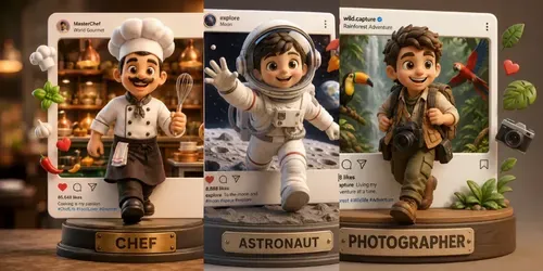Cute 3D Social Frame Characters generated by chatgpt-image
