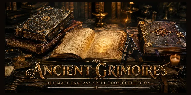 Fantasy Gothic Ancient Spell Book Pages generated by undefined