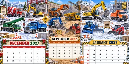 Cute Construction Trucks 2027 Calendars generated by chatgpt-image
