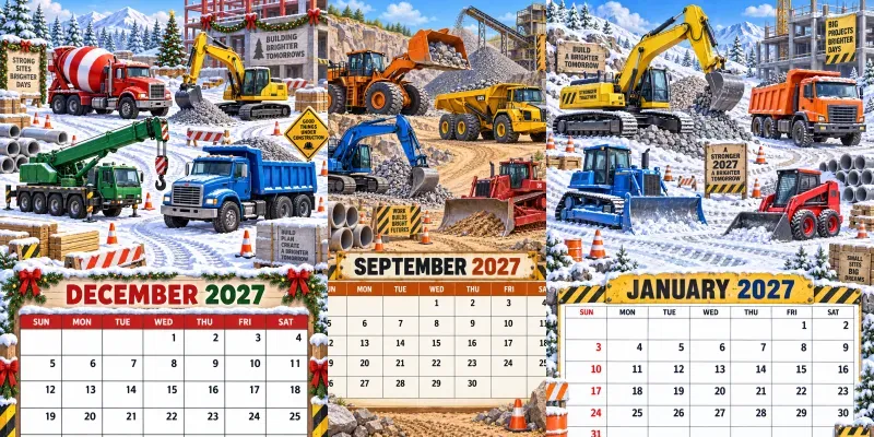Cute Construction Trucks 2027 Calendars generated by undefined
