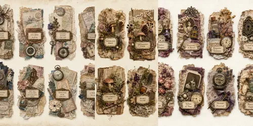 Vintage Junk Journal Cluster Labels generated by chatgpt-image