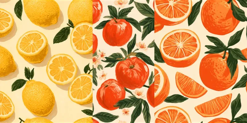 Retro Kitchen Fruit Seamless Patterns generated by undefined