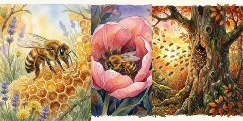 Busy Bees Fairy Tale Watercolor Art generated by gemini-image