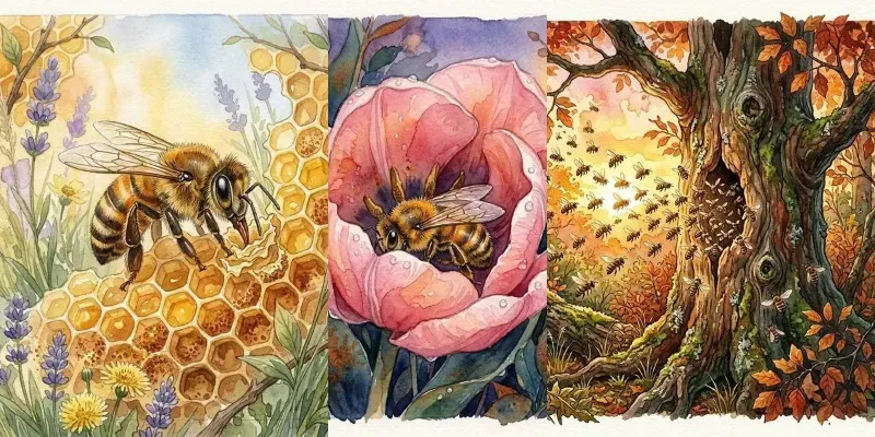 Busy Bees Fairy Tale Watercolor Art generated by undefined