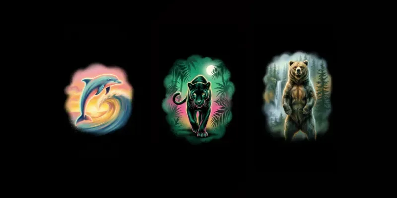 Retro 90s Airbrush Animal Tshirt Art