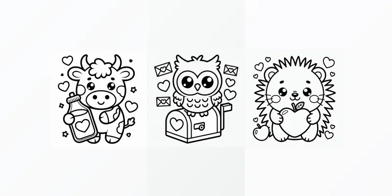 Bold Easy Valentines Day Cute Animals generated by undefined