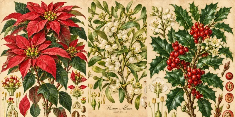 Victorian Xmas Botanical Gallery Posters