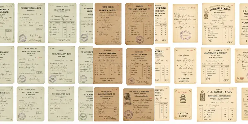 Vintage Ledger Receipt Ephemera Sheets generated by undefined