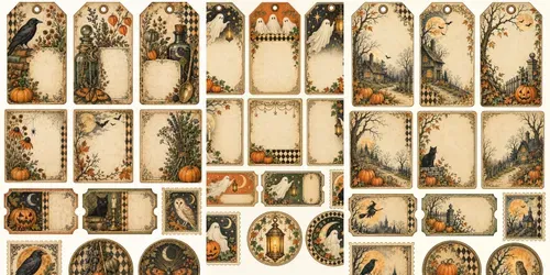 Vintage Halloween Cabinet Ephemera Sets generated by chatgpt-image