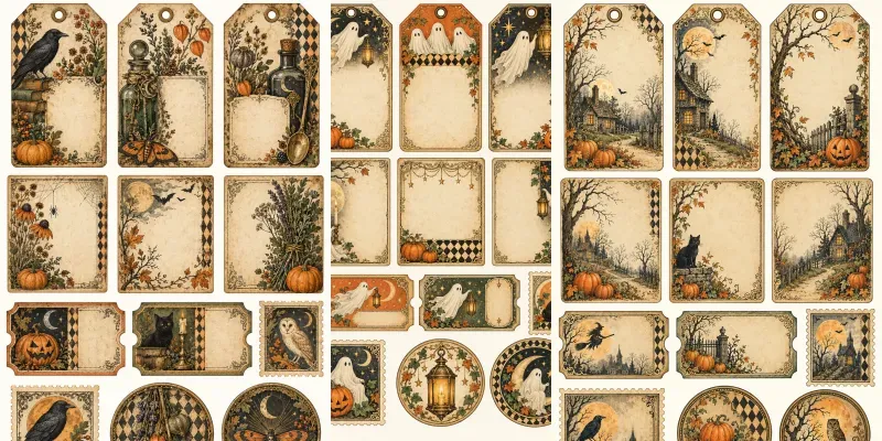 Vintage Halloween Cabinet Ephemera Sets