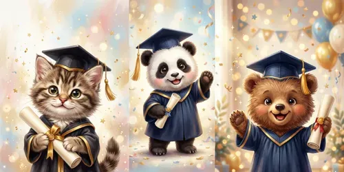 Cute Graduation Animals generated by gemini-image