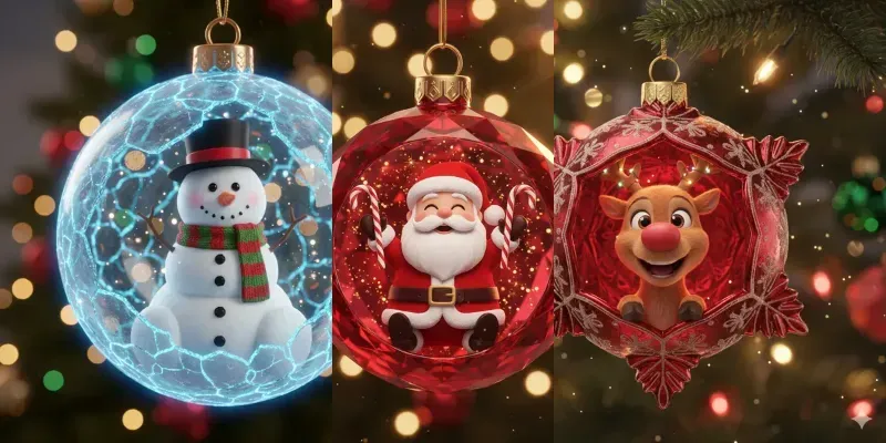 Cute 3D Christmas Ornament Characters generated by undefined