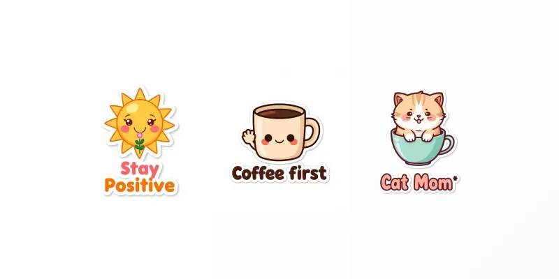 Cute Kawaii Animals And Objects Stickers generated by undefined