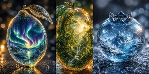 Crystal Fruit Worlds generated by chatgpt-image