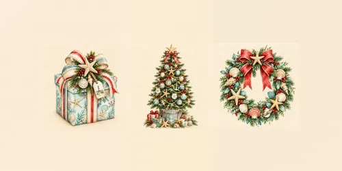Coastal Christmas Watercolor Cliparts generated by chatgpt-image