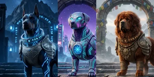 3D Majestic Guardian Dogs generated by gemini-image
