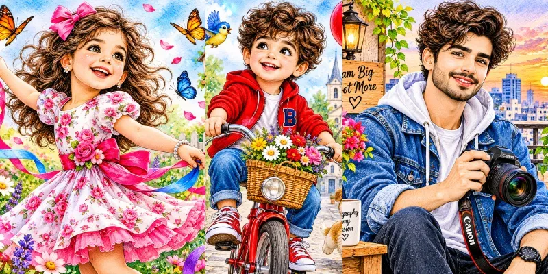 Pencil Sketch Watercolor 3D Art