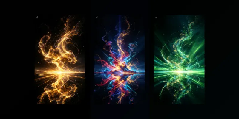 Golden Particle Reflection Art