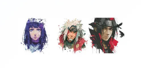 Naruto Characters Artistic Portraits generated by midjourney