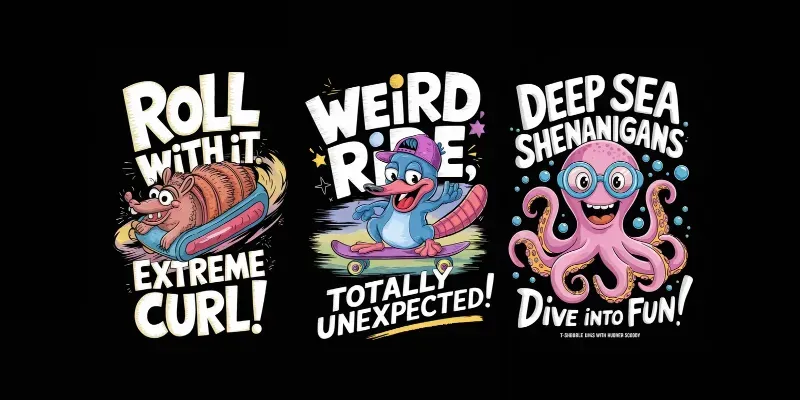 Playful Cartoon Character Tshirt Designs generated by undefined