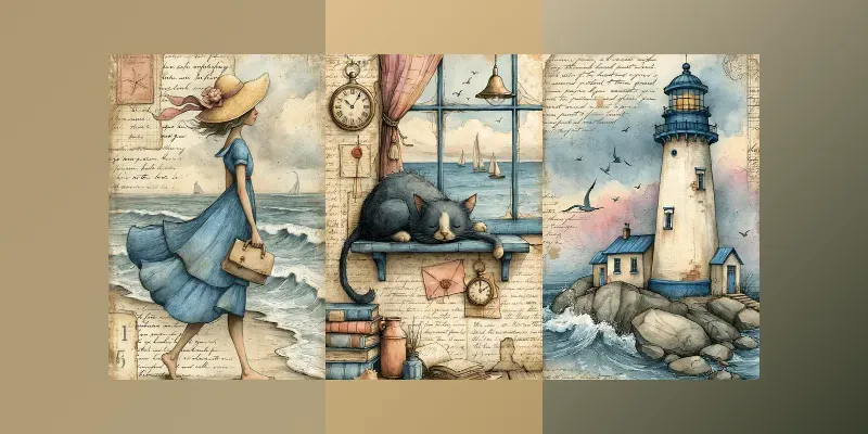 Nautical Junk Journal Pages generated by undefined