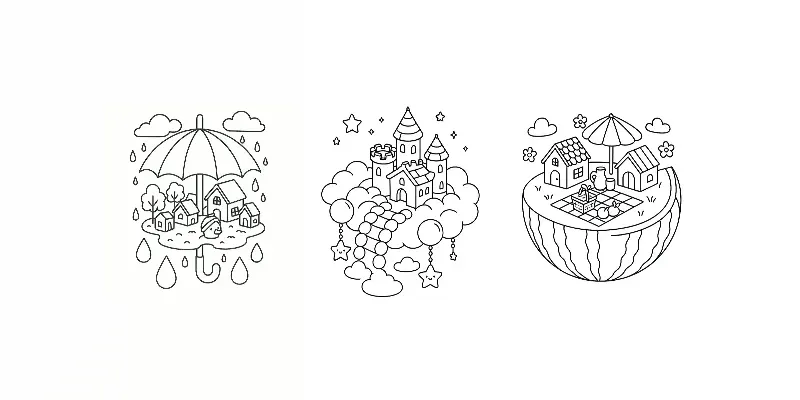 Magic Tiny Worlds Coloring Books generated by undefined