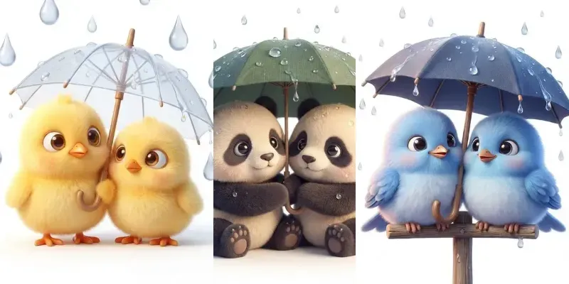Adorable Animal Pairs Under Umbrellas generated by undefined