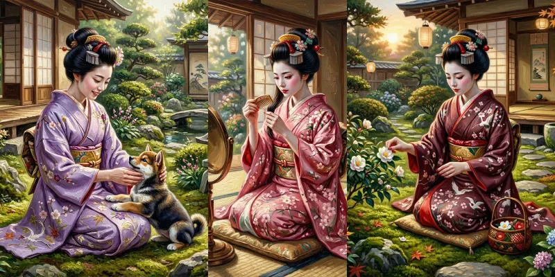 Elegant Kimono Oil Paintings generated by undefined