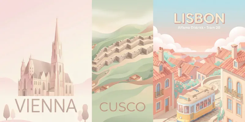 Minimal 3D City Travel Posters generated by undefined