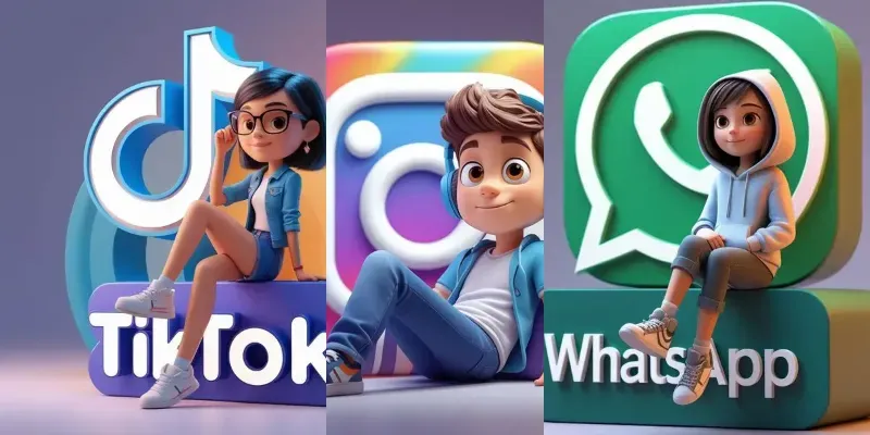 3D Cartoon Characters On App Logos generated by undefined