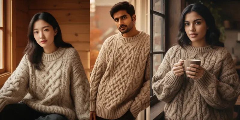 Chunky Cable Knit Sweater Portraits generated by undefined