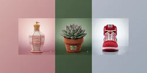 Beaded Object 3D Renders generated by gemini-image