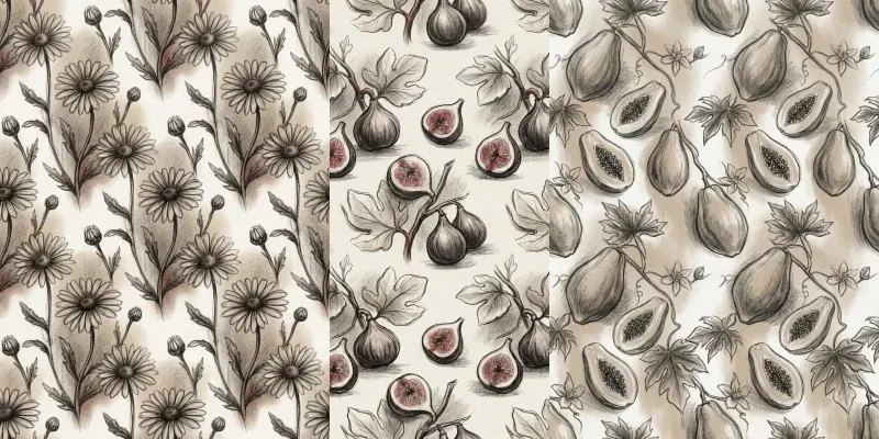 Handdrawn Charcoal Seamless Patterns generated by undefined