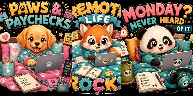Cute Work From Bed Animal Tshirts generated by undefined