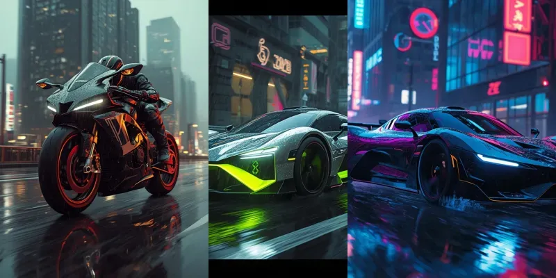 Futuristic Neon Hypercar Vaporwave Art generated by undefined