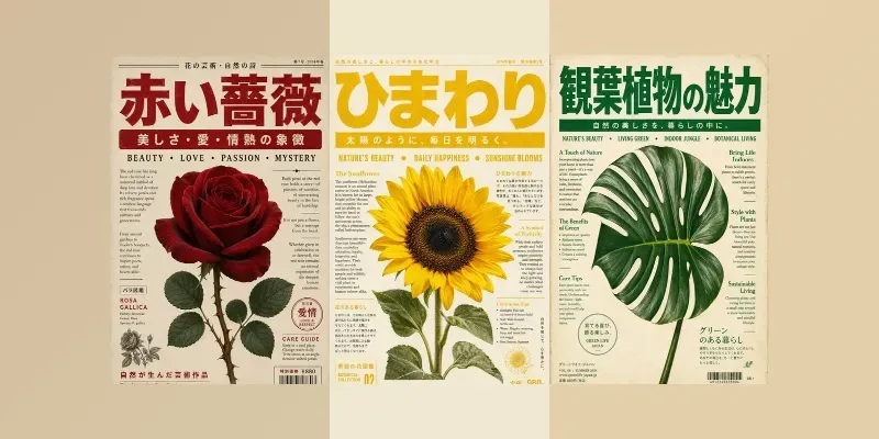 Retro Japanese Botanical Posters generated by undefined