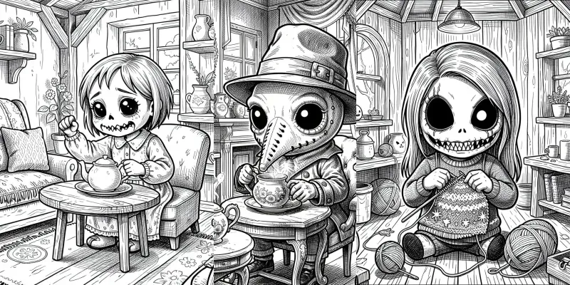 Cute Killer Coloring Dark Humor Art generated by undefined