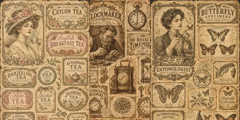 Vintage Ephemera Collages generated by undefined