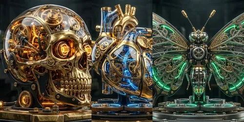 Luxury Mechanical Anatomy Golden Clockworks generated by gemini-image