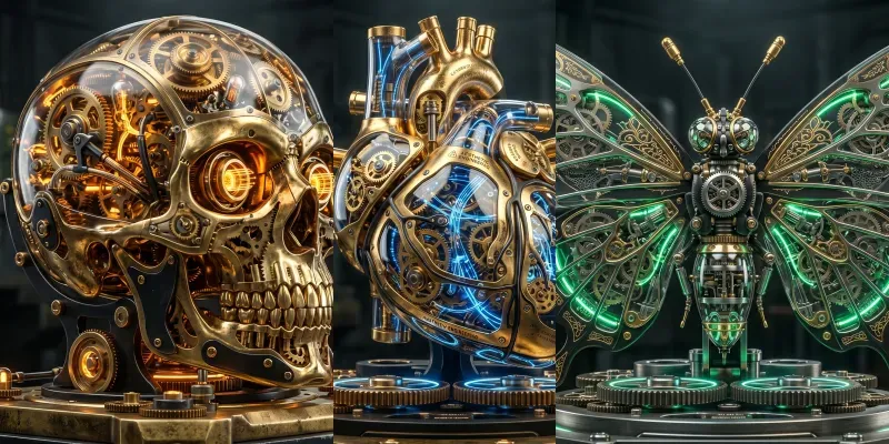 Luxury Mechanical Anatomy Golden Clockworks generated by undefined