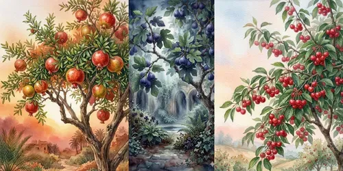 Watercolor Fruit Tree Paintings generated by gemini-image