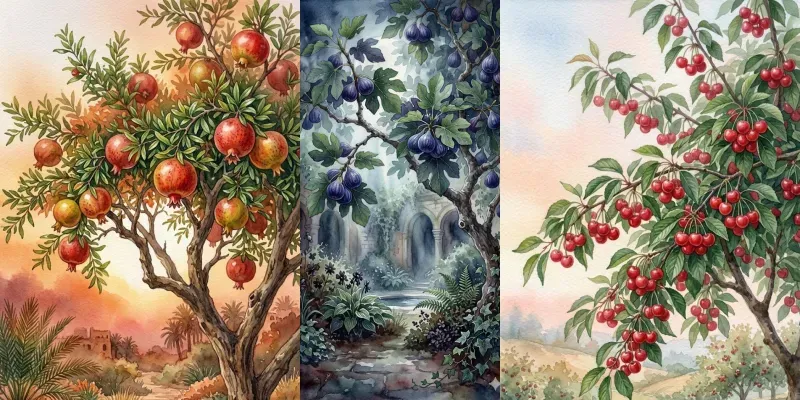 Watercolor Fruit Tree Paintings generated by undefined
