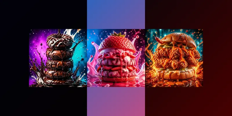 Neon Drip Food Explosion Art generated by undefined