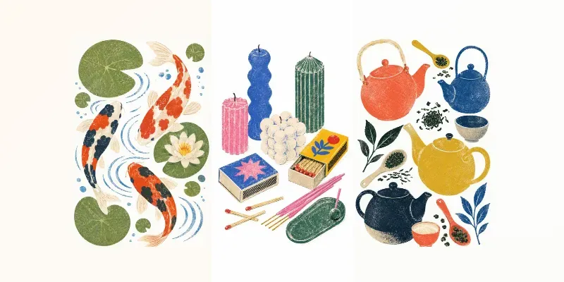 Organic Risograph Flat Lay Posters generated by undefined