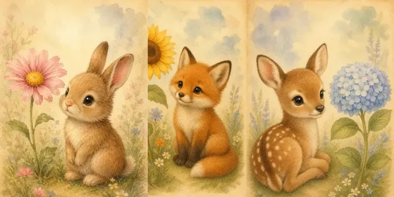 Vintage Cute Animal Art Packs generated by undefined