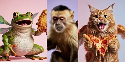 Real Animals Singing Food Memes generated by veo