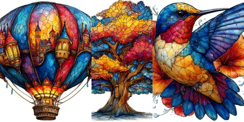 Stained Glass Watercolor Ink Whimsies generated by undefined