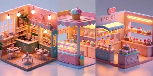 3D Cute Miniature Food Shop Dioramas generated by leonardo