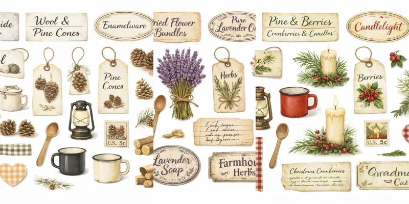Farmhouse Junk Journal Sticker Sheets generated by undefined
